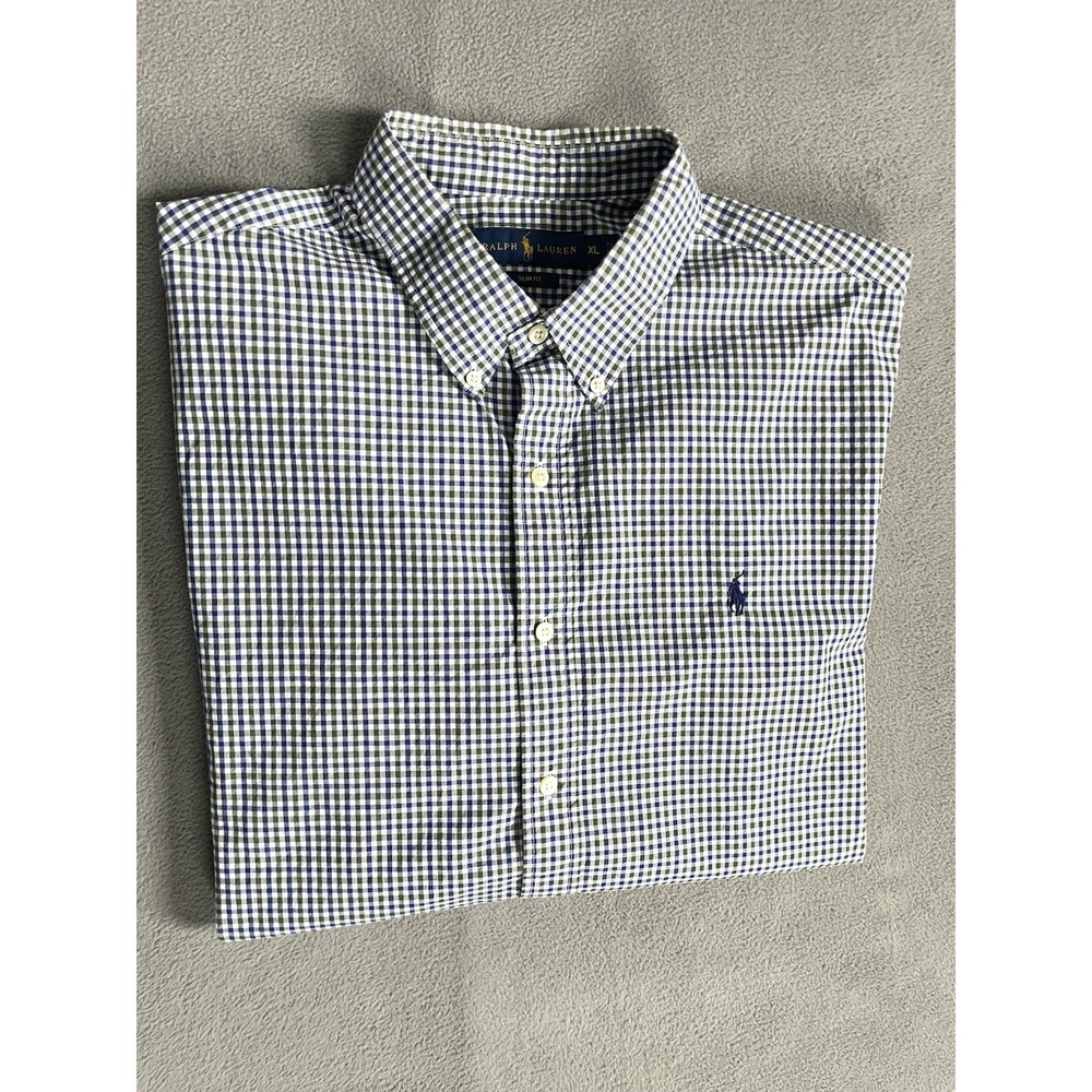 Polo Ralph Lauren Gingham Check Button Down Shirt Blue / Green Xl Men